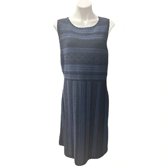 Ann Taylor Texture Stitch Flare Mini Dress Atlantic Navy Twee Mod Stretchy - Picture 4 of 12